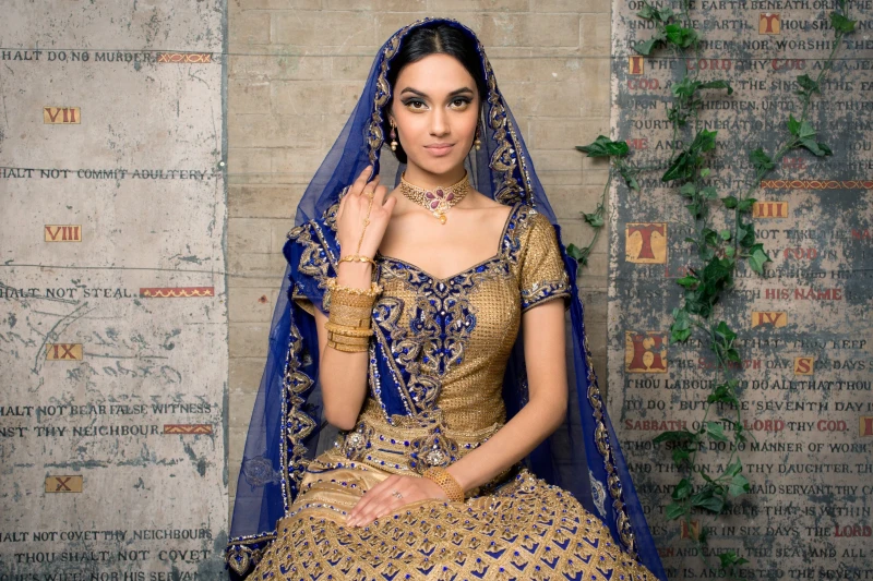 Gold & Royal Blue Lehenga - Heritage Collection