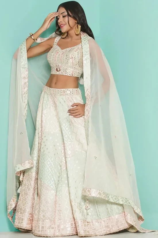 Pastel chanderi patch Lehenga