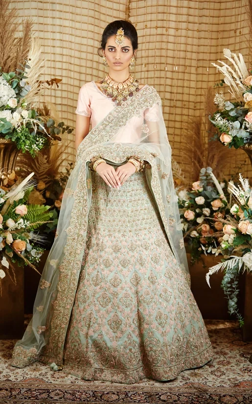 Kashish pastel green zardozi Lehenga