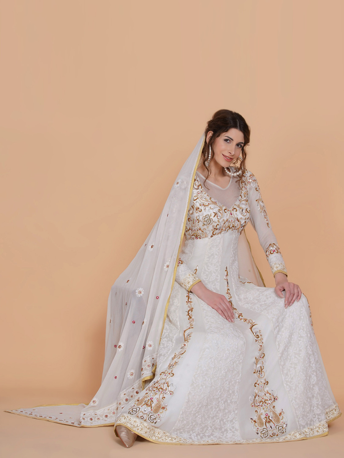 Ethereal Chikankari & Gold Zardozi Anarkali