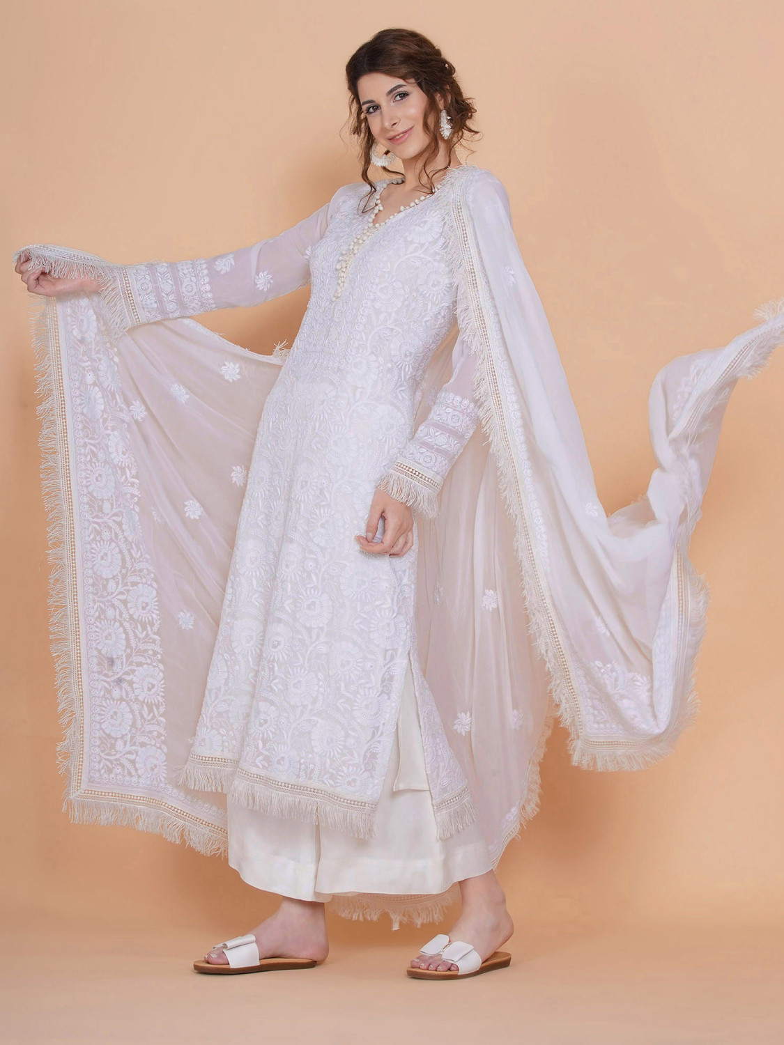 Ethereal Chikankari Tunic & Trouser