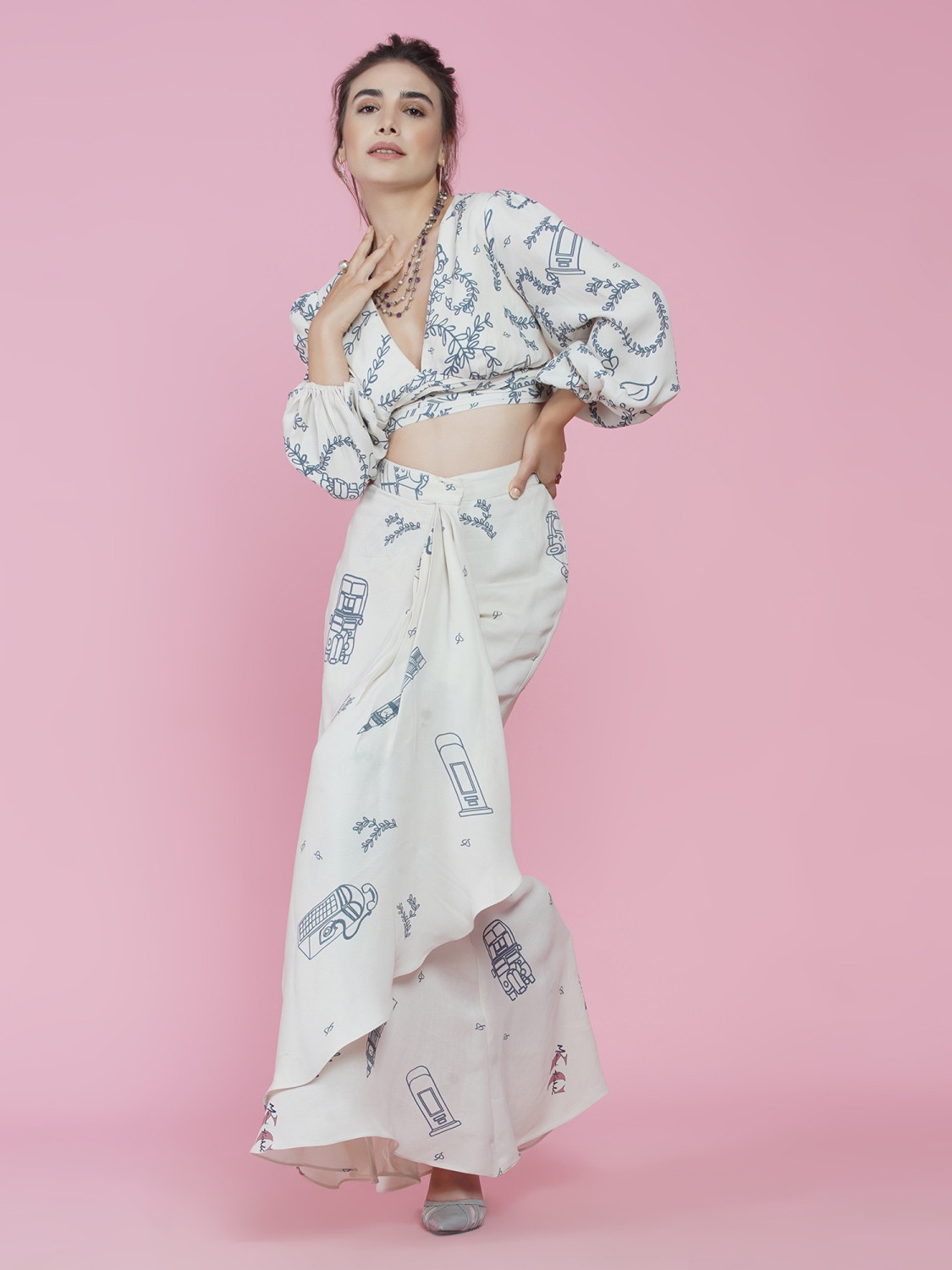 LDN Wrap pleat Skirt London Icons - Cream