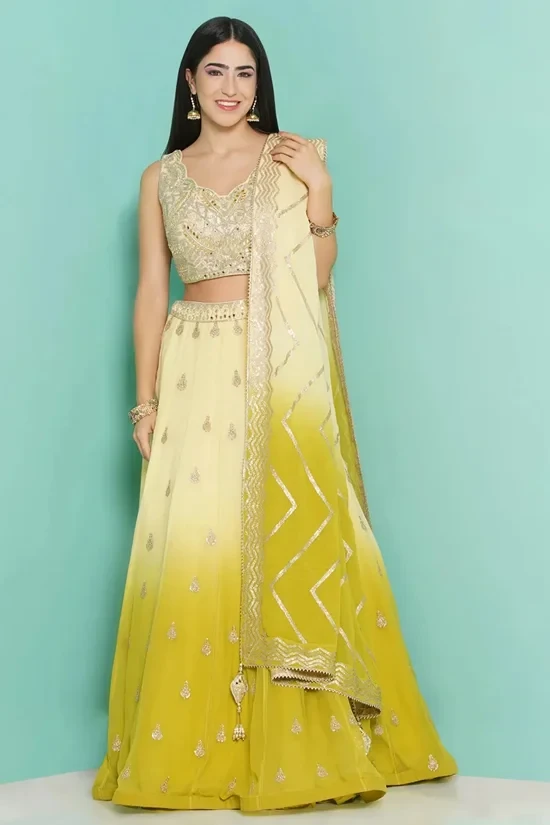 Lemon Ombre Zari Lehenga