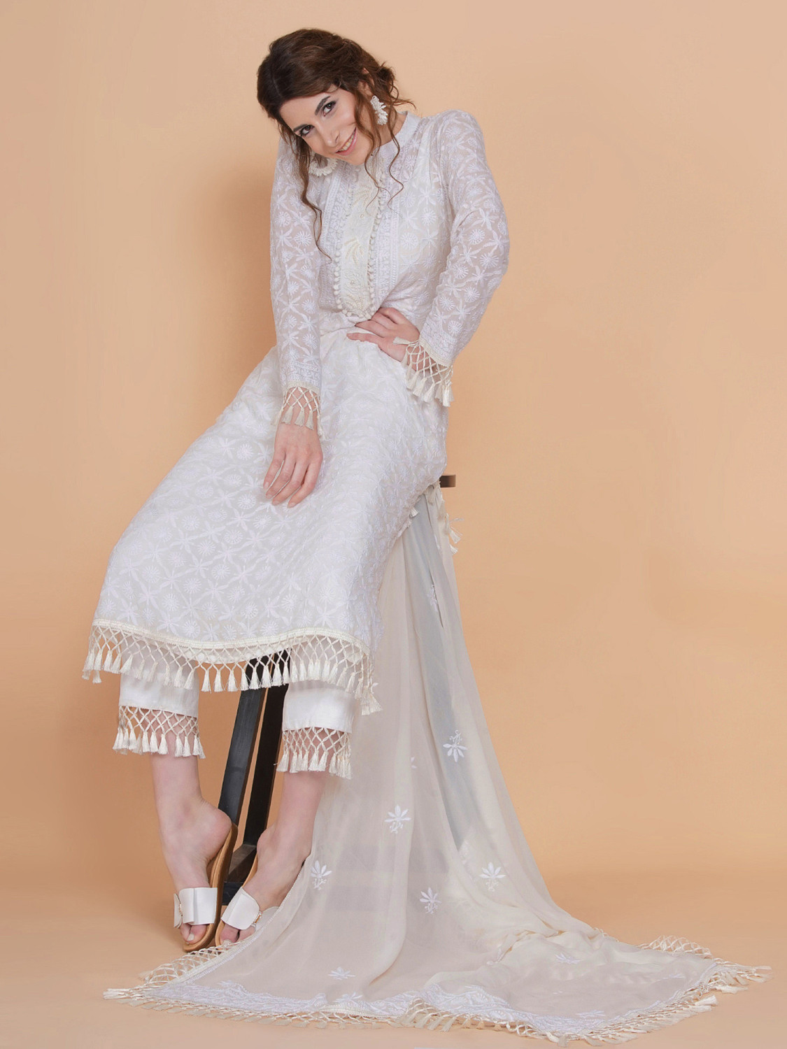 Ethereal Chikankari Tunic & Trouser